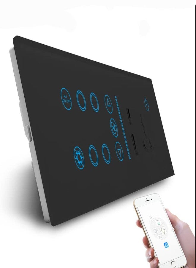 Protium Multi function Smart Switch, Compatible with Alexa, Google Home, Smart Things & Smart life App (4 Gang+20A AC+ Fan Regulator+ 13A Socket + USB A & Type C) Black Color